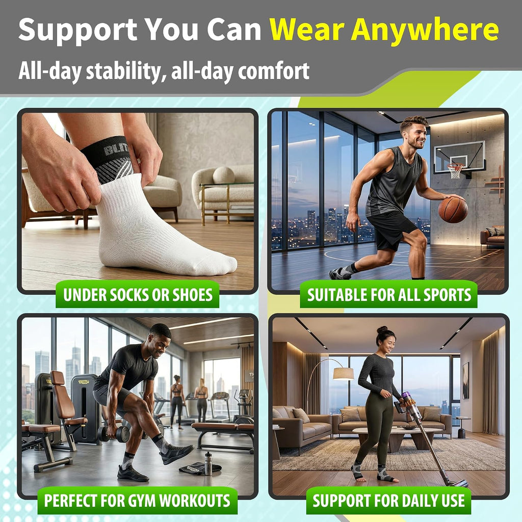 BLITZU Compression Socks for Plantar Fasciitis, Foot, Arch & Ankle Support | Open Toe Ankle Brace, Women & Men, Stabilizing Sleeve Wrap, Achilles Tendonitis, Neuropathy, Arthritis, Swelling & Heel Pain