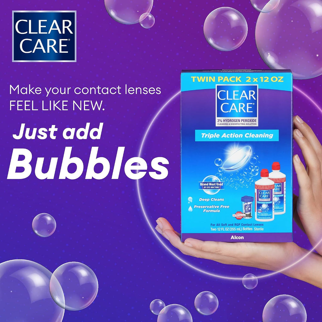 CLEAR CARE Cleaning & Disinfecting Contact Lens Solution, 12 Fl Oz, 2 Pack
