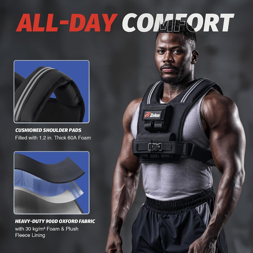 ZELUS Weighted Vest Men, 23lbs/36lbs/45lbs Adjustable Weight Vest