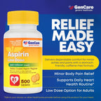 GenCare Low Dose Aspirin 81mg Enteric Coated Tablets, 500 Count | Compares to Bayer; daily low-dose aspirin for heart health, pain & fever relief, baby aspirin