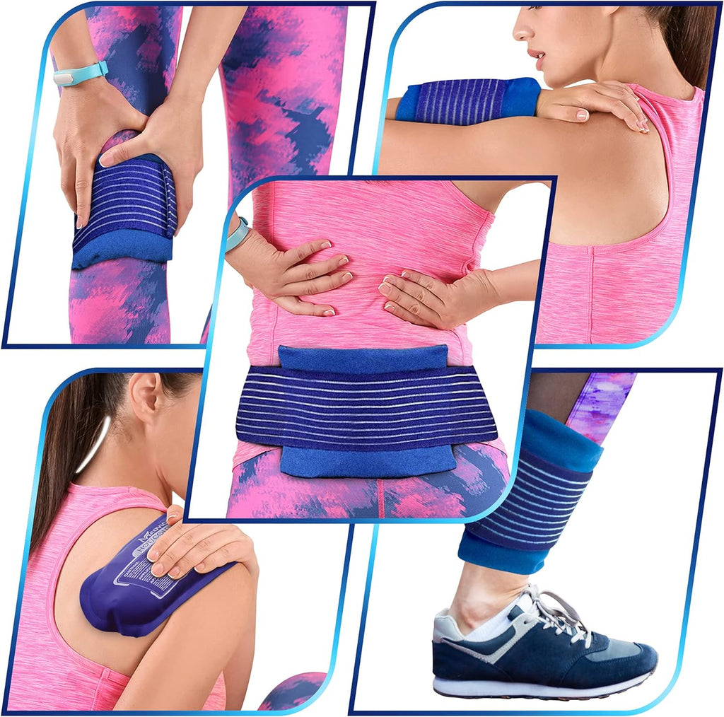 Reusable Hot and Cold Ice Packs for Injuries (3-Piece Set), Joint Pain | Gel Ice Packs - Muscle Soreness and Body Inflammation Support - Adjustable & Flexible for Knees, Back, Shoulders, Arms & Legs