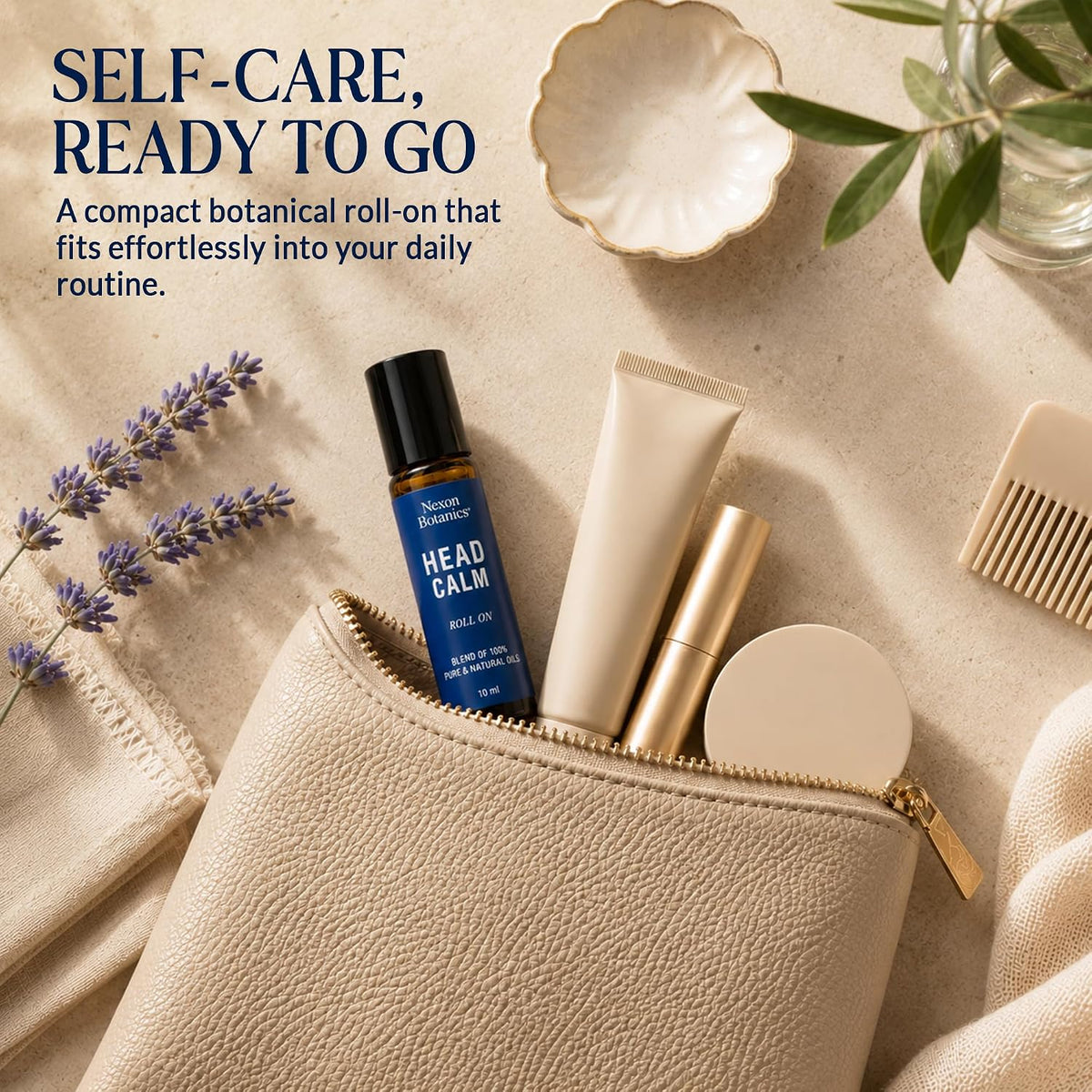 Head Calm Essential Oil Roll-On 10 ml for Migraine & Headache Relief | Soothing Essential Oil Roller Ball Blended with Pure & Natural Essential Oils - Nexon Botanics