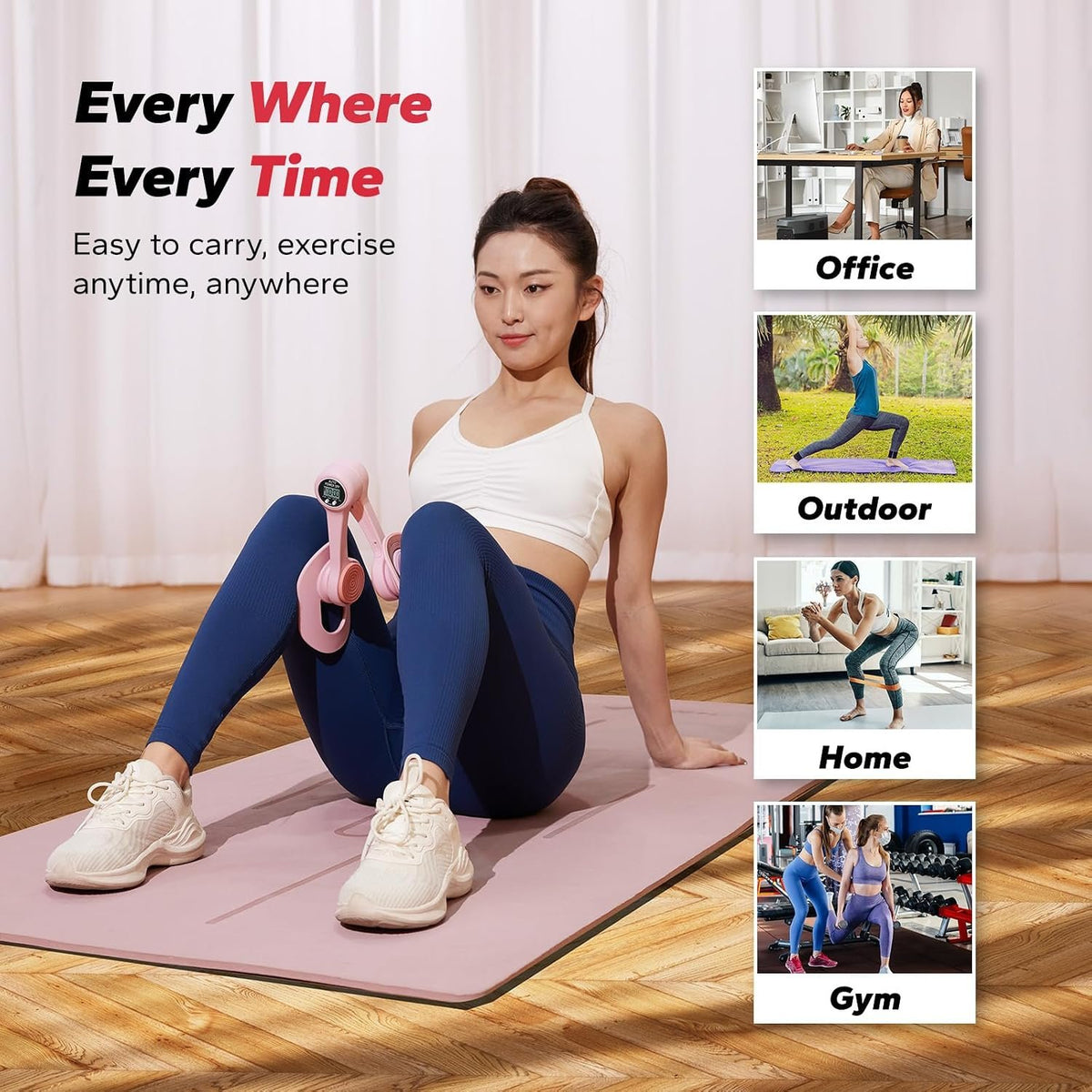 MERACH Pelvic Floor Exercise Devices, Thigh Trainer with Display Counter | LED Display, Easy Shape, Quickly Activates Leg and Pelvic Floor Muscles, 360° Rotation Function, Cut-out Design for Comfort