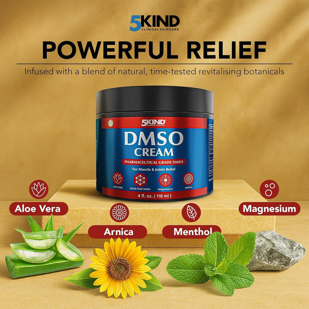 5Kind DMSO Cream for Pain Relief 4 fl oz Topical Muscle & Joint Pain Relief