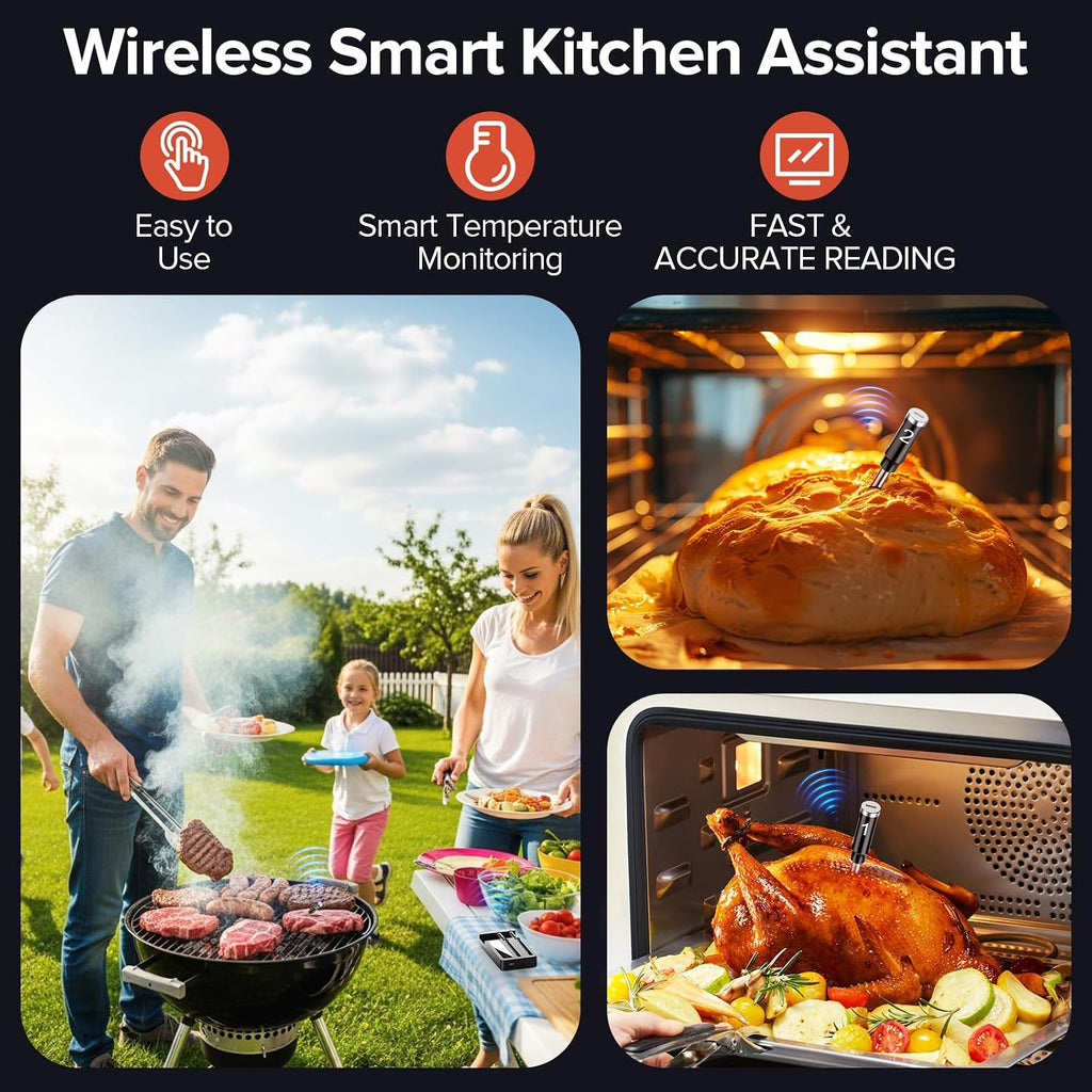Smart Wireless Meat Thermometer Dual Probes with WiFi Bluetooth Combo