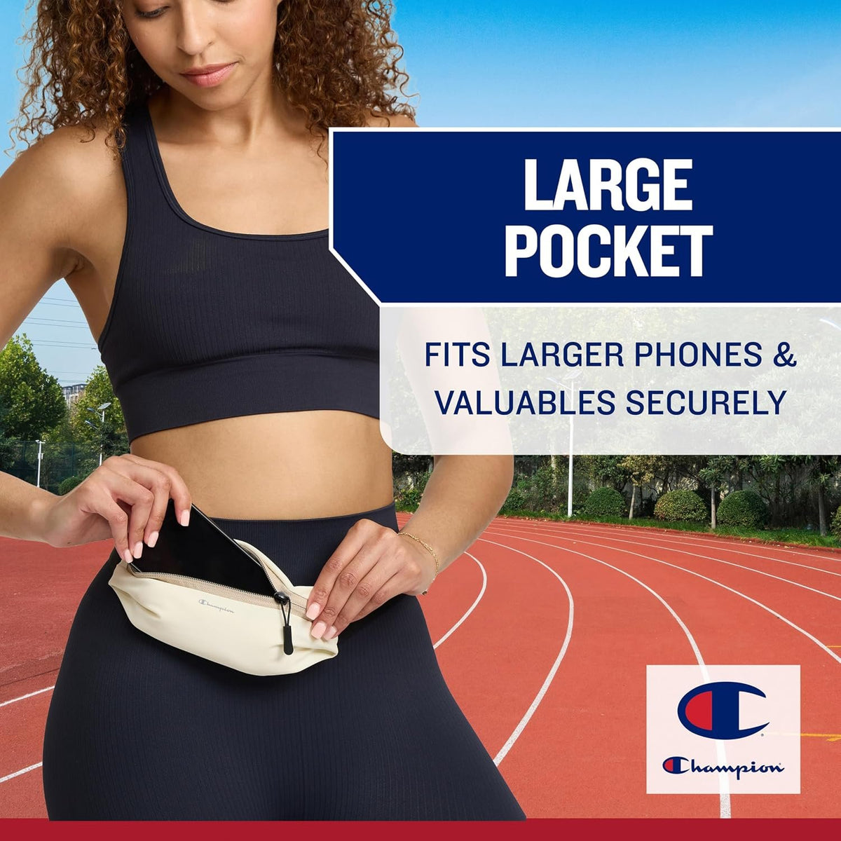 Champion Walk-Run Waist Belt, Slim Running Belt (Champagne)