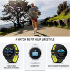 Garmin Forerunner® 170, GPS Running Smartwatch, Advanced Training Metrics and Recovery Insights, Black with Black/Amp Yellow Band