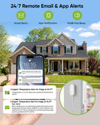 WiFi Freezer Thermometer Alarm with Digital Monitor Hub, App and Email Alerts, 2-Year Data Export, No Subscription Fee, 2 Remote Temperature Sensors for Home Refrigerator, Fridge, Freezer