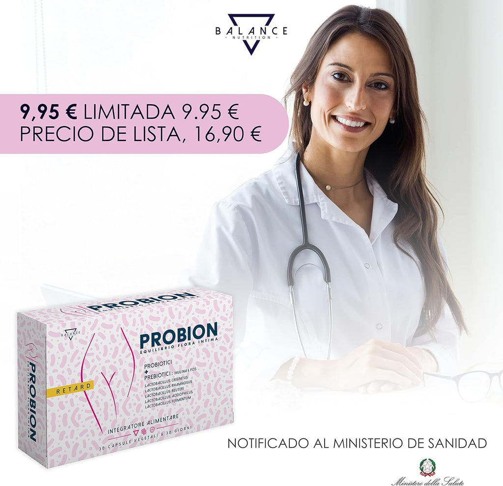 PROBION | Women's Probiotics | Equlibrio Flora Intima | Food Supplement with Probiotics and Combined Prebiotics | Promotes a Healthy Vaginal Bacterial Flora | 30 Tablets