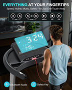 15% Auto Incline Foldable Treadmill, Heavy Duty Treadmills for Home | 400lbs Capacity, Voice Control, Bluetooth, Heart Rate Sensors,4.0HP Motor,Folding Running & Walking Pad for Seniors,Home Gym