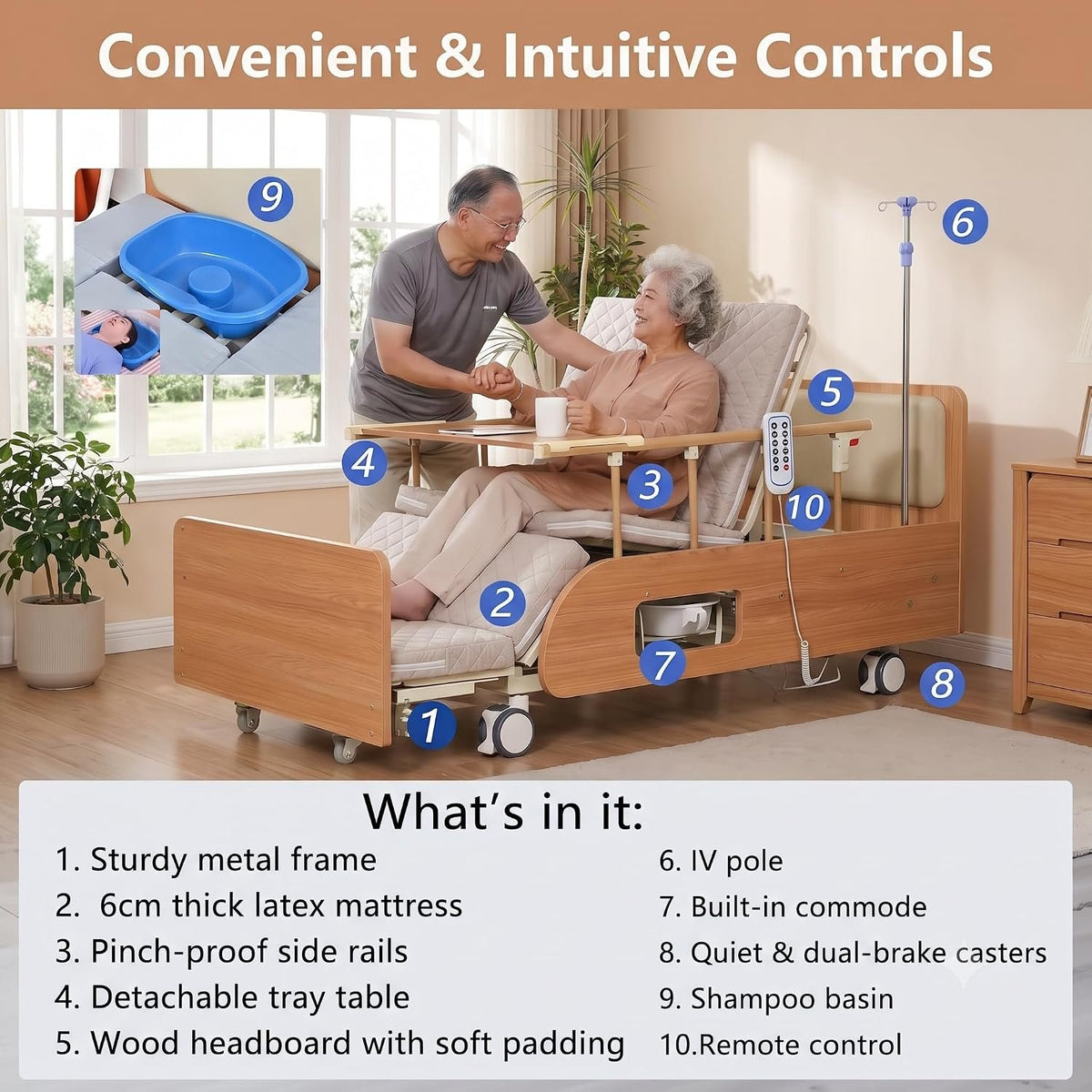 Extra Wide Full Electric Adjustable Hospital Beds for Home Nursinghome Use | Ultra Wide Medical Bed with Mattress , Built in Toilet, Adjustable Height & lateral tilting for Elderly Seniors Disabled