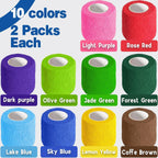 AZEN 20 Pack Self Adhesive Bandage Wrap, Elastic Cohesive Bandage Wrap, Color Athletic Tape, Vet Wrap, Ankle Tape