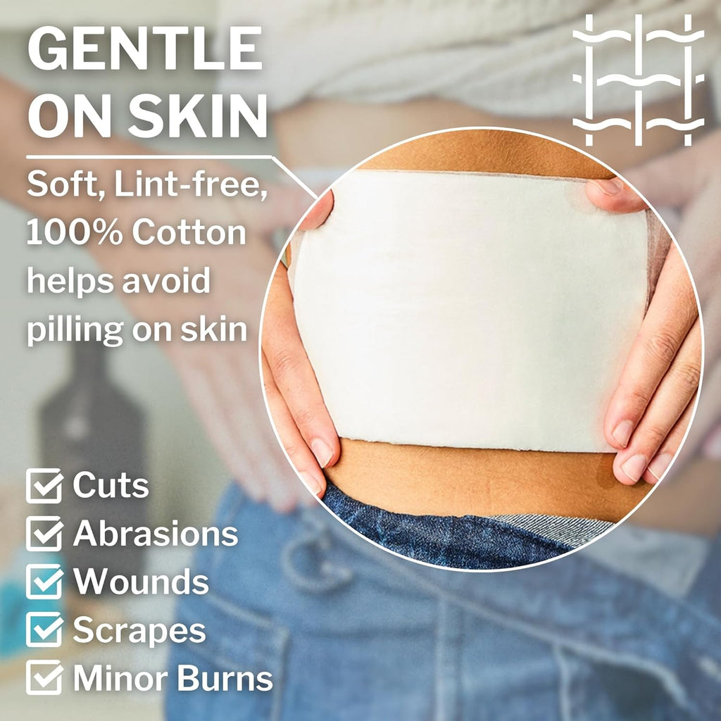 CareStock Abdominal Pad - Highly Absorbent Nonwoven Cellulose ABD Pads, Wound Care First Aid - Individually Packed, Sterile - 5 in. x 9 in., 20 Count, 2 Packs, White