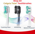 Colgate Total Foaming Clean Toothbrush, Soft, White, 2 Pack | Remove Plaque, Floss-Tip Bristles, Helps Reach Deeper Along the Gumline and Between Teeth, High-Density Soft Bristles