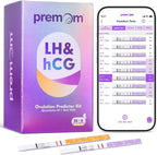 Premom Quantitative Ovulation Test Strips: 5X Pregnancy Rate Found* Use App | 25 Ovulation Tests - Numerical LH Range 0-65 mIU/mL, 5 Pregnancy Test Strips, Premom App Tracking LH Changes, TTC Family Plan