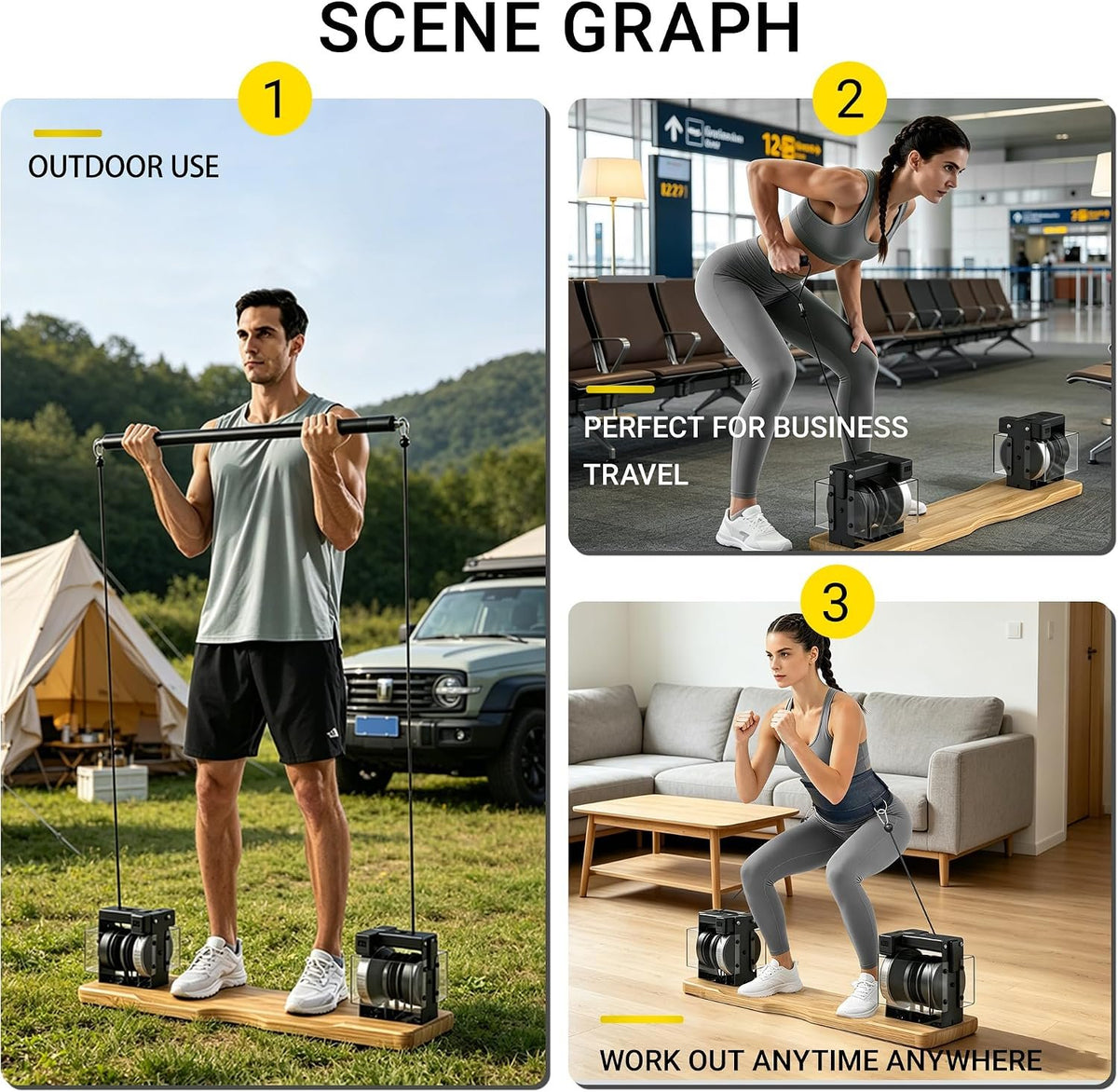 Home Gym Equipment, - Compact Full Body Workout Equipment with Adjustable Resistance for Strength Training, Squats, Bench Press, Rows, Portable Multifunctional for Small Spaces & Apartments