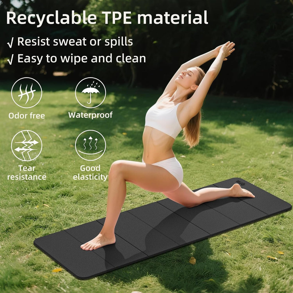 WEILA 1/2 Inch 70"x24" Foldable TPE Yoga Mat, Thick Non Slip Pilates Mat