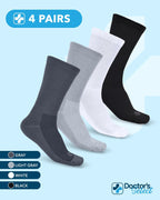 Doctor's Select® Diabetic Socks for Men - 4 Pairs Non Binding Neuropathy Socks for Swollen Feet, Work, Travel & Comfort