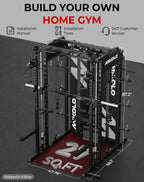 Mikolo Smith Machine with Weight Stack, Power Cage Home Gym System with LAT Pulldown & Cable Crossover, Multi-Functional Trainer with Dual Pulley System, Includes 10+ Free Attachments