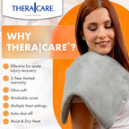 TheraCare Digital Heating Pad with LCD Controller, 12" x 15" | Moist & Dry Heat Therapy for Sore Muscles, 110°F–160°F Range, Programmable 30/60-Min Shut-Off, Washable Cover