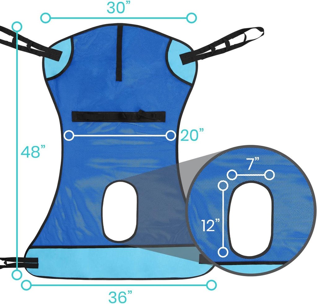 Vive Patient Lift Sling with Opening (400lb Capacity) - Lifting Aid Straps | For Transfer - Commode Chair for Hydrolic Medical Full Body Device for Elderly, Bariatric, Nursing, Caregiver - Mesh Support