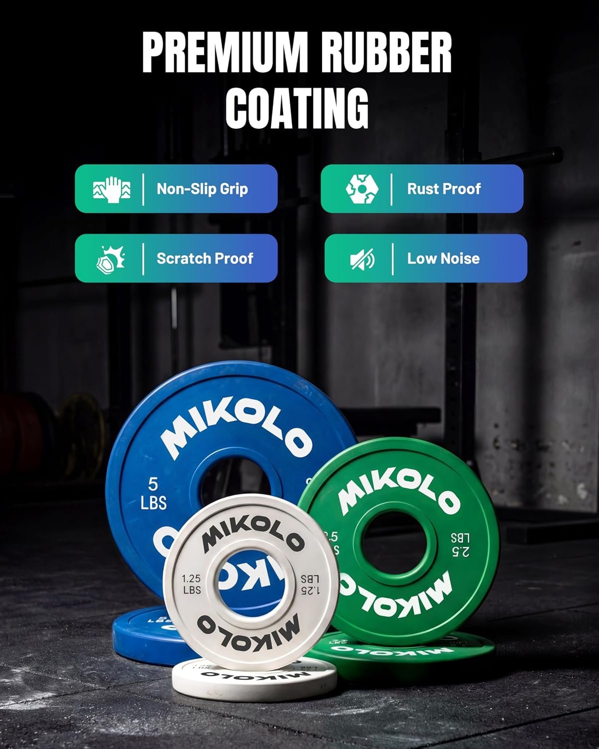 Mikolo Chang Weight Plates 1.25LB 2.5LB 5LB 10LB Set Fractional Plates Set Bumper Plates for Cross Training Fit 2 Inch Barbells Strength Train Weight Plates