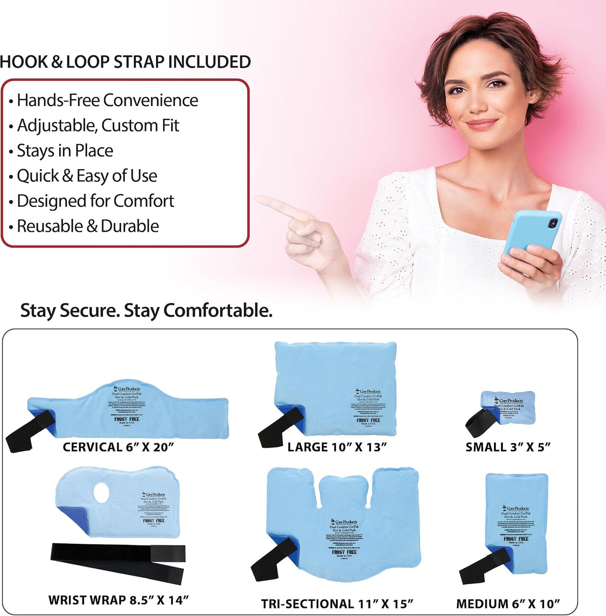 Core Products Soft Comfort CorPak, No Frost Hot and Cold Therapy Pack - 6" x 10", Made in The USA- 2 Pack