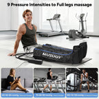 Sequential Leg Compression Massager for Circulation : Full Leg Air Compression Boots for Massage Therapy & Fatigue Relief - 9 Intensity, 6 Modes, 3 Timers for Athletes, Runners, Gym (Medium)