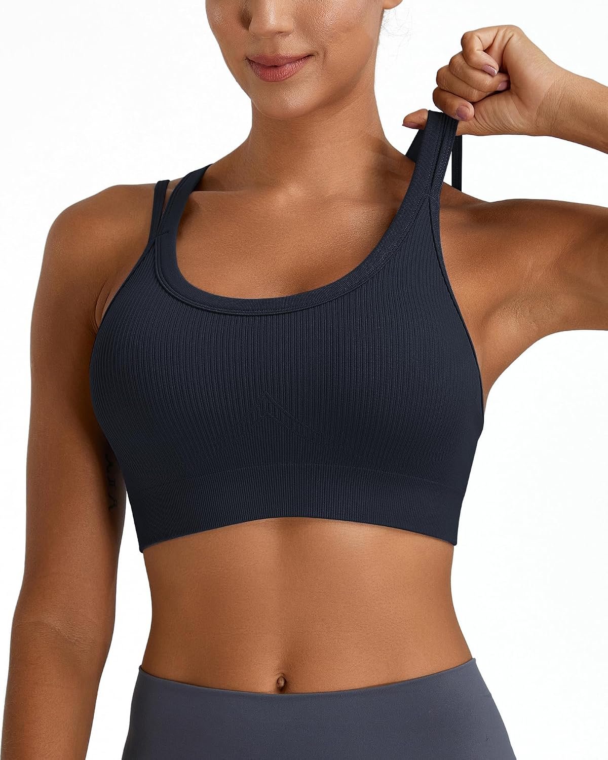 Sports Bras for Women HIigh Support, Criss-Cross Back Padded Strappy High Impact Sports Bras for Women Large Bust