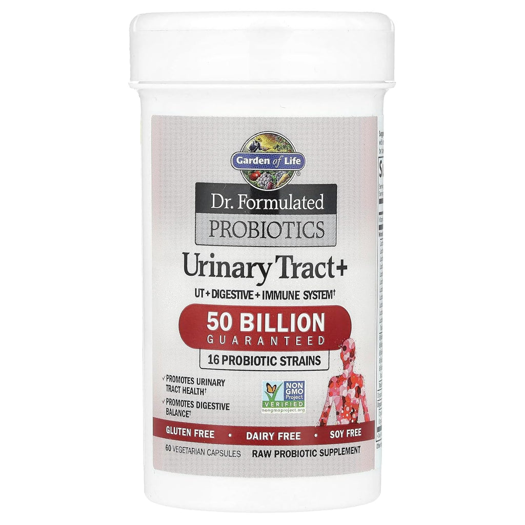 Garden of Life Probiotic Supplement for Urinary Tract Health - Dr. Formulated Urinary Tract+ for Digestive and Urinary Tract Support, Shelf Stable, 60 Capsules