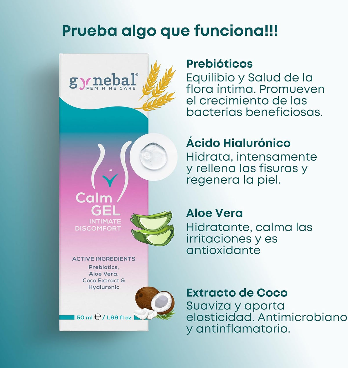 GYNEBAL CALM Gel Intimate Woman Moisturizing Vaginal External Prebiotic – Intimate Protector that moisturizes and softens the female intimate area – External Use 50 ml