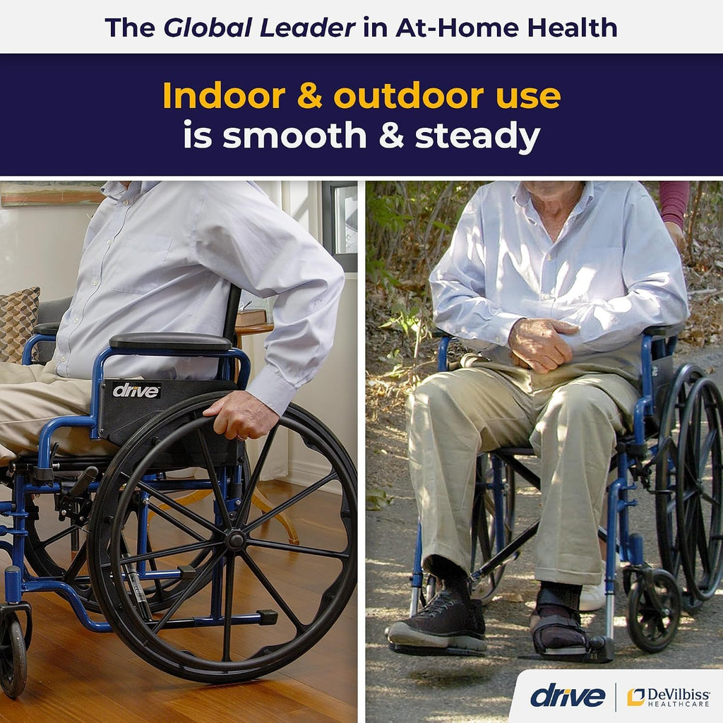 Drive Medical Blue Streak Lightweight Wheelchair, Footrests, 20" Seat