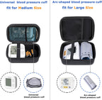 Ginsco Compact Hard Shell Case for Blood Pressure Monitor, Compatible with Omron Bronze/iHealth/Oklar, Portable Carrying Travel Case with Handle, Mesh Pocket for Cuff/Batteries/Charger (Black, M)