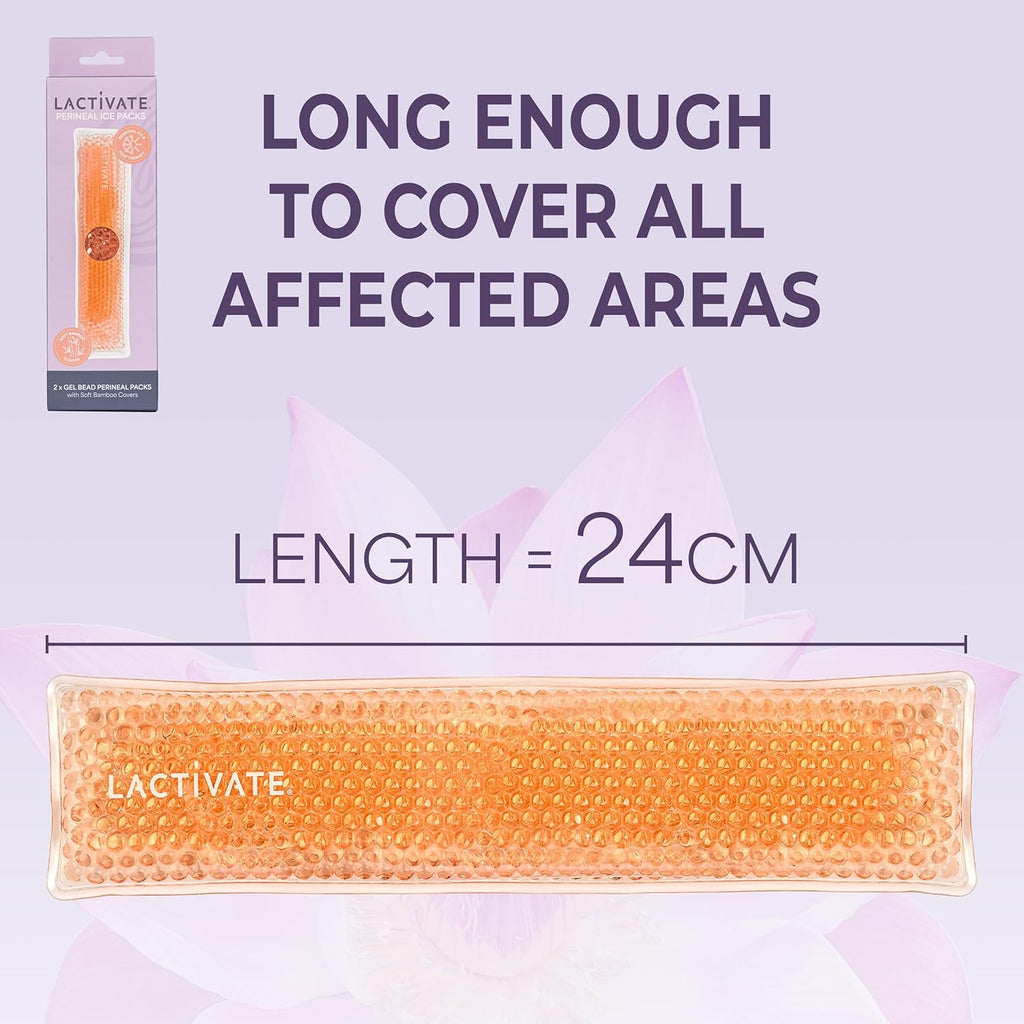 Lactivate Perineal Ice Pack for Maternity Postpartum Care - Set of Two Reusable Hot & Cold Gel Pads with 4 Soft Bamboo Covers for Vaginal Tears - Hospital Bag Maternity Essentials for New Mums