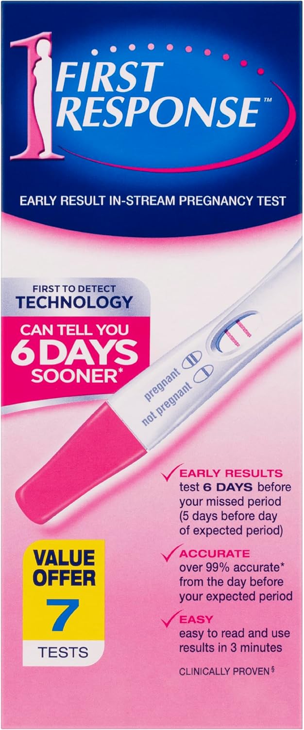 First Response Early Detection Pregnancy Tests, 7pk - Over 99% Accurate, Fast Results, Easy To Use, Detects Low hCG Levels, Detects 6 Days Early, Convenient Testing Any Time Of The Day