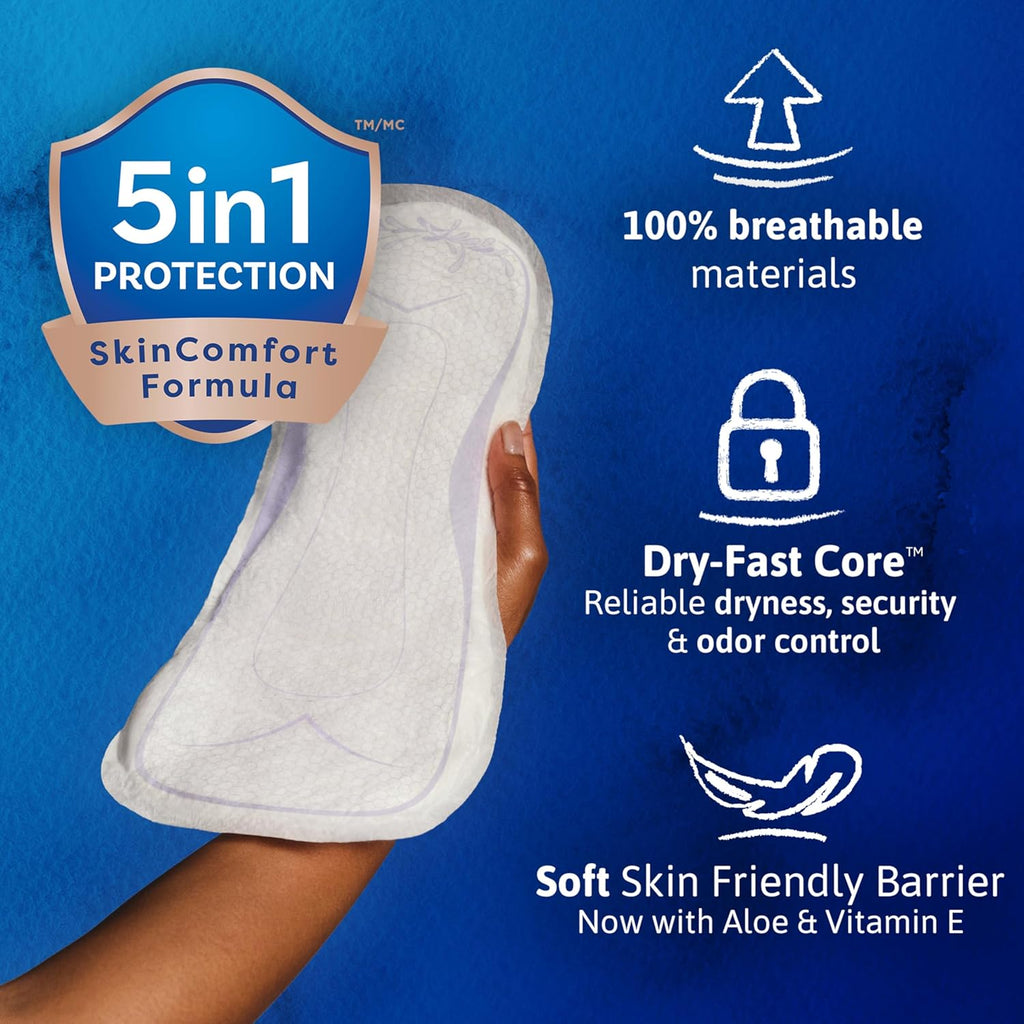 TENA Sensitive Care Incontinence Pads, Bladder Control & Postpartum for Women, Overnight Absorbency, Extra Coverage - 90 Count