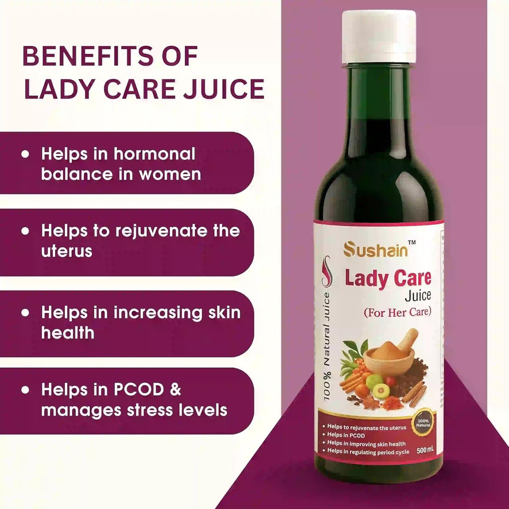 Sushain Lady Care Women Wellness Juice 1000ml | PCOS & PCOD Support Herbal She Care Juice | Hormonal Balance Supplement for Women | Period Pain Relief