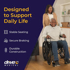 Drive Medical Silver Sport 1 Folding Transport Wheelchair, Black | Lightweight Folding Wheelchair Features Full Armrests and Removable Swing-Away Footrests for Easy Mobility