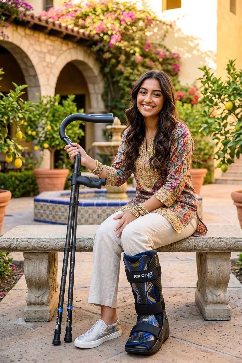 in-Motion Pro Underarm Crutches for Adults, Spring Assist, Foldable | Fits 4'8"-5'9". Foldable; spring-assist shock absorption; ergonomic grips; articulating tips; charcoal; lightweight