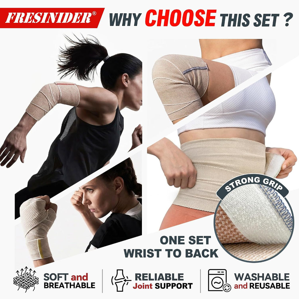 FRESINIDER Premium Elastic Bandage Wrap 8 Pack, 2-6 Inch, Hook and Loop