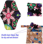 10 Pcs Reusable Sanitary Pads for Women Sanitary Pads for Day and Medium Flow, Washable Bamboo Cloth (26 x 18 cm)