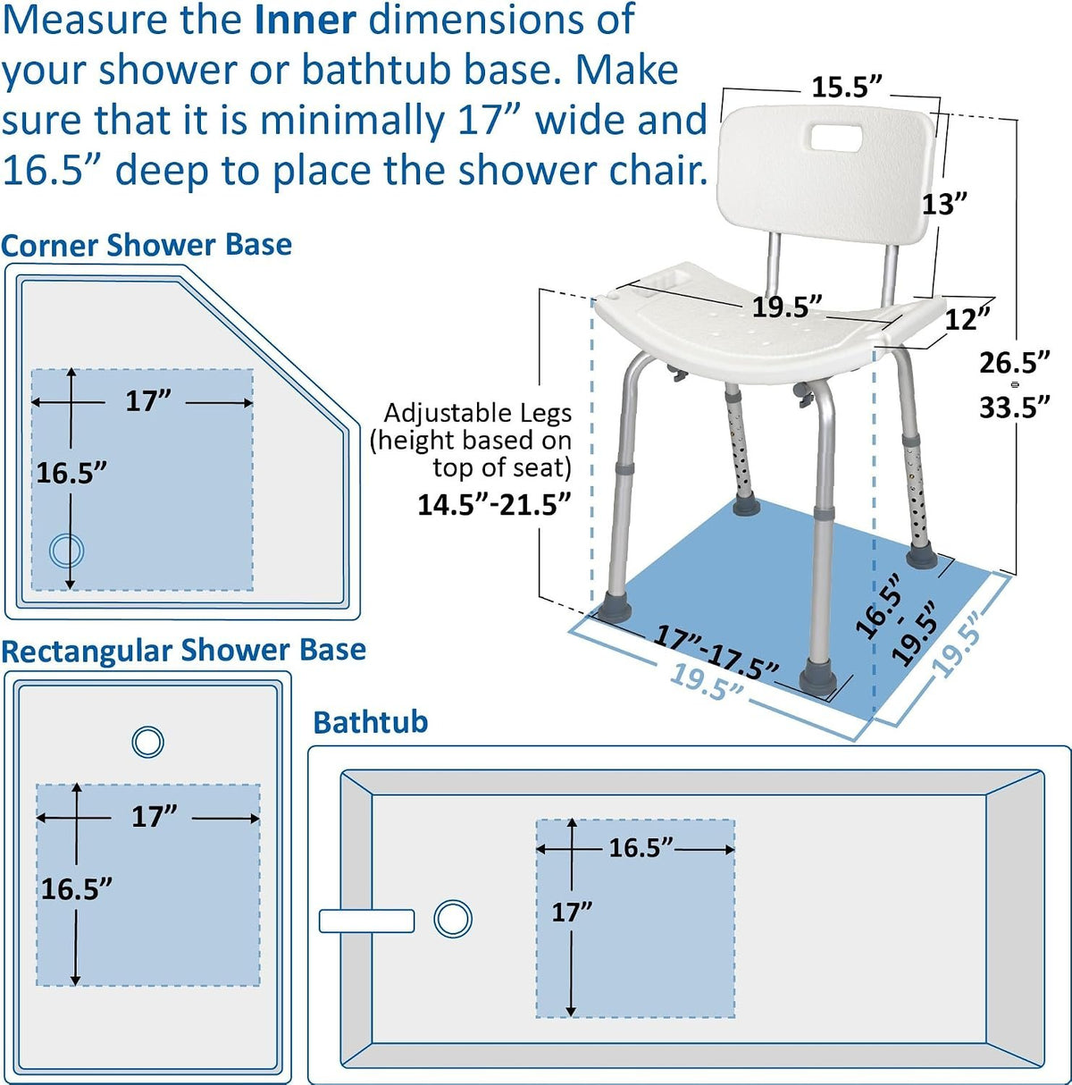 Vaunn Tool-Free Assembly Adjustable Shower Chair Spa Bathtub Seat Bench with Removable Back, Aluminum, White