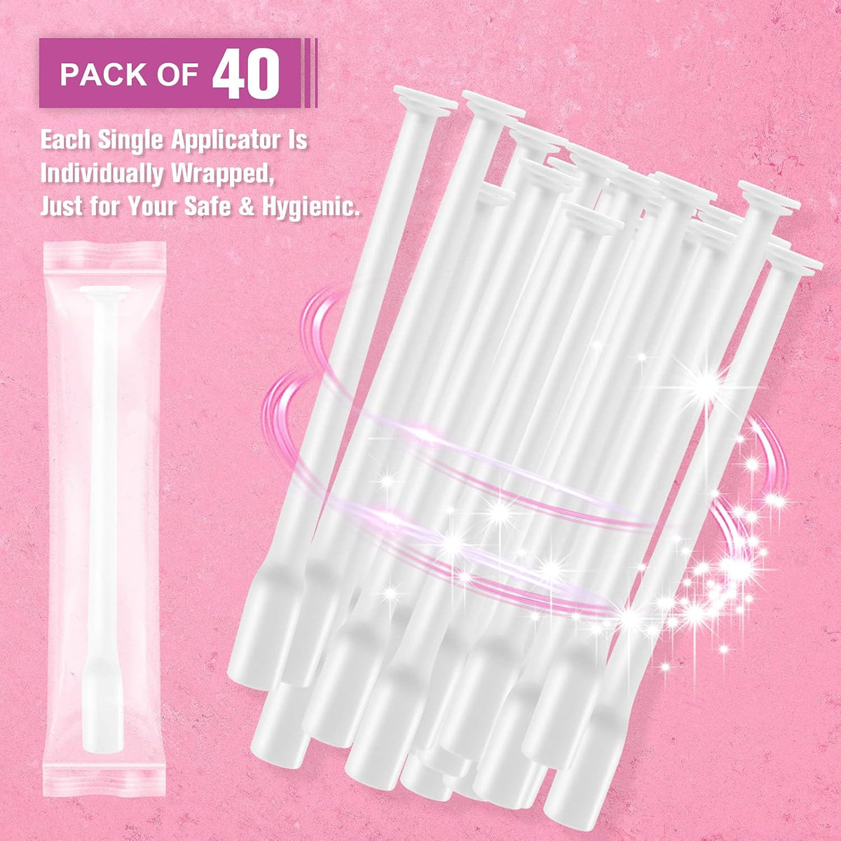 (40 Packs) Suppository Applicators for Women Soft & Small Tips Easy to Use Fit to Size 00 Cap-sules Individually Wrapped Feminine Care Vaginial Applicators for Tablets from Nieteyrue