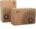 U&M Cork Yoga Blocks 2 Pack Set,Natural Cork High Density 9"x6"x4" Yoga Blocks Odor-Resistant Non-Slip for Yoga, General Fitness, Pilates, Stretching and Toning