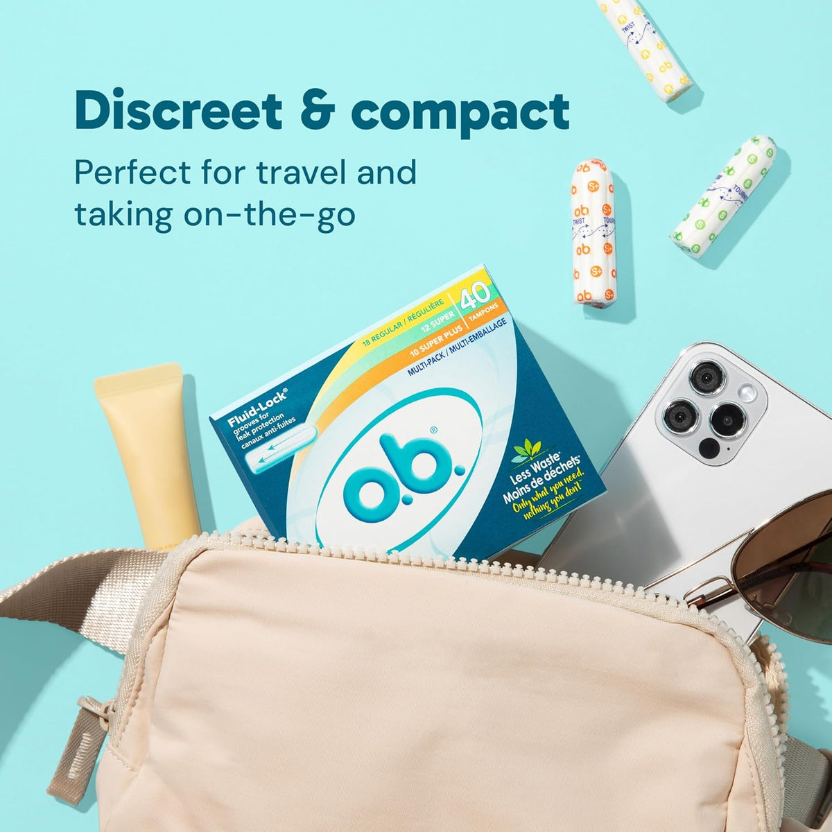 o.b. No Applicator Tampons Multipack (Regular/Super/Super Plus), 40 ct