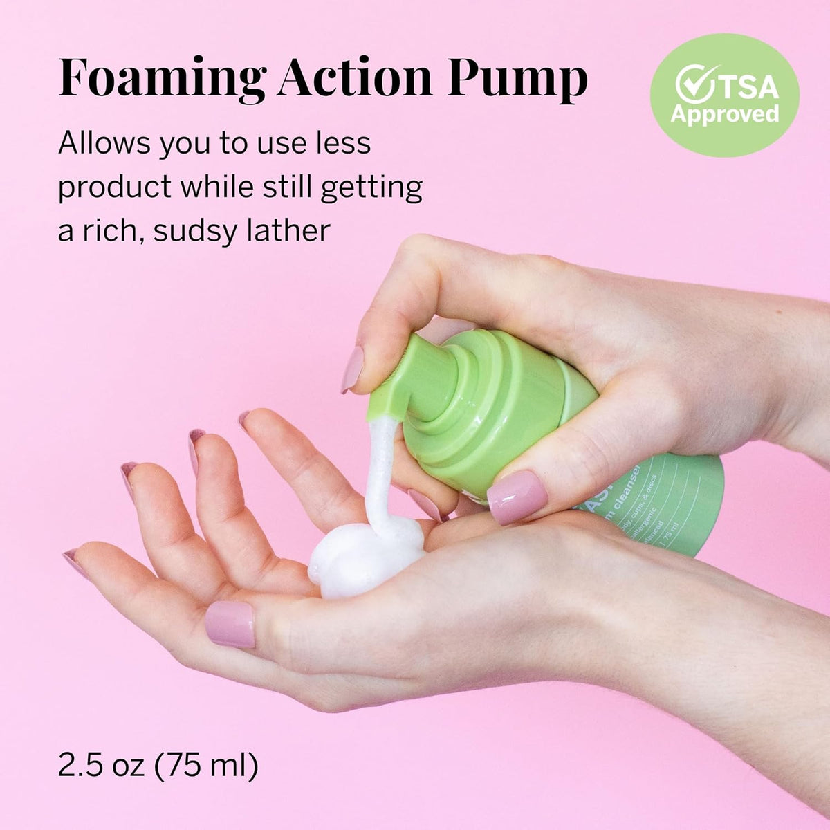 Pixie Feminine Wash – Foaming Cleaner with Natural Ingredients – pH Balanced & Plant Based – For Your Menstrual Cups and Discs, TSA Approved 2.5oz