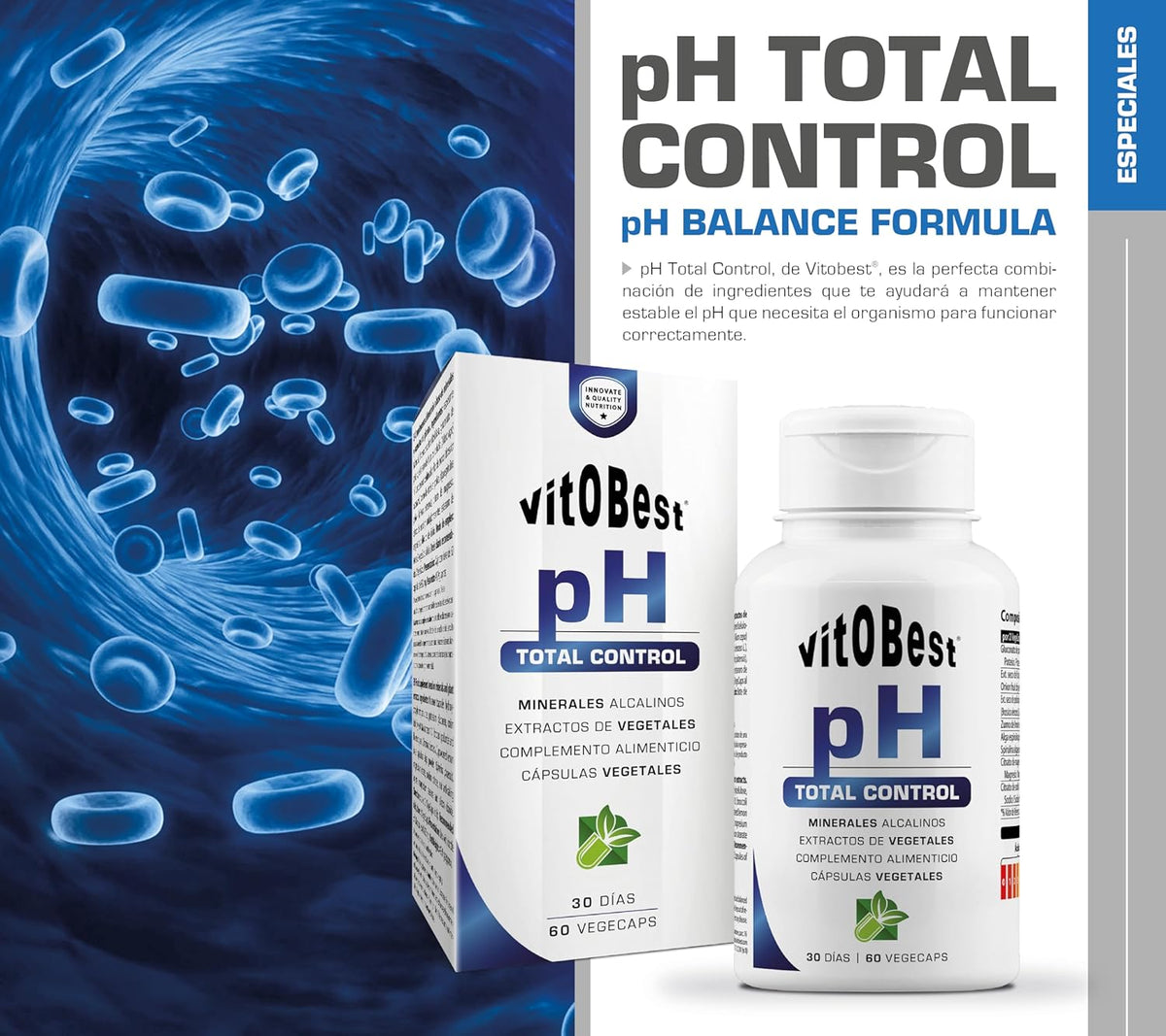 VITOBEST | Specials IP6 pH Total Control | Helps Maintain Stable pH | Alkaline Minerals + Phytotherapic Extracts | 60 VegeCaps