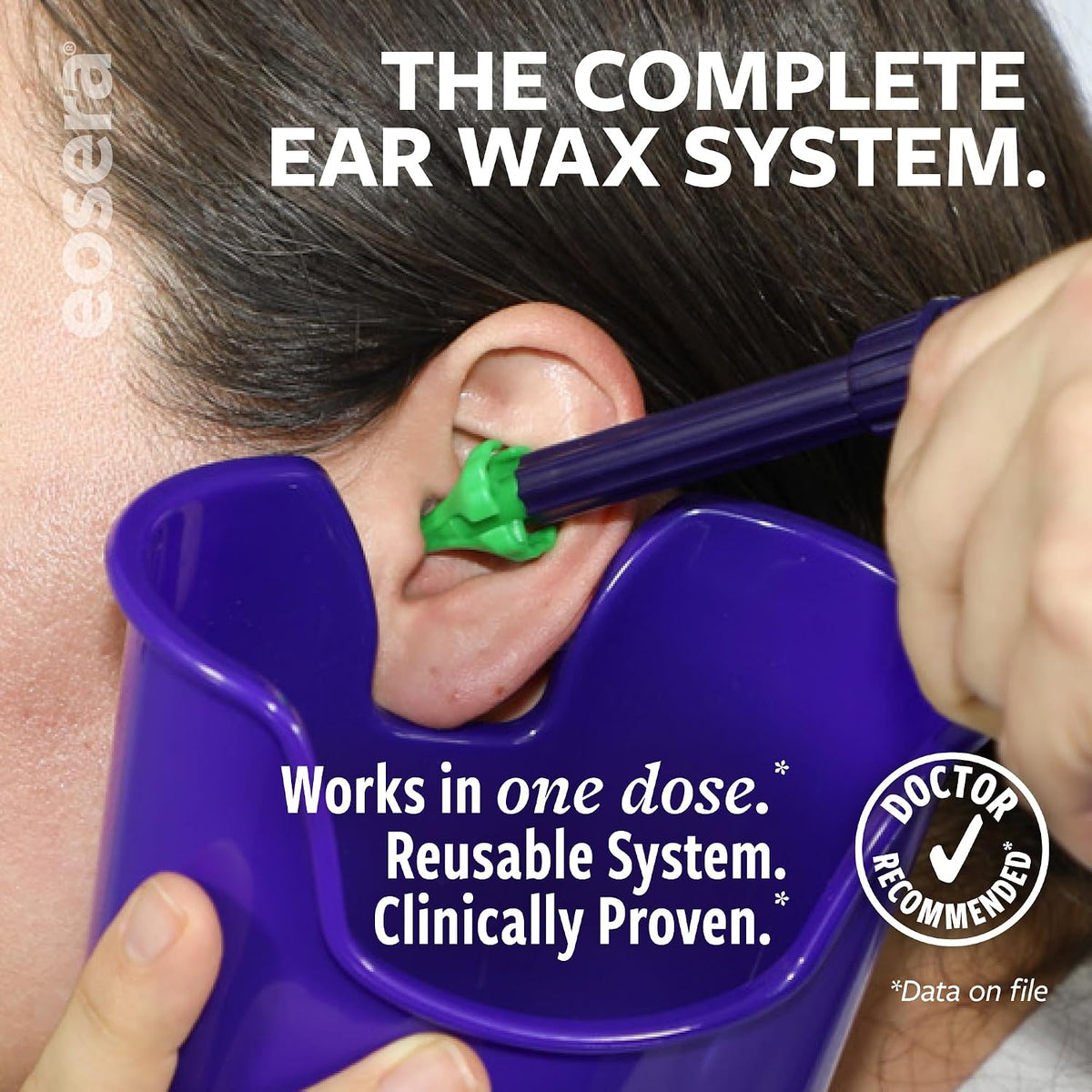 eosera Wax Blaster MD+ Ear Wax Cleaning System | Includes 5 Single-Use Vials and 3 Premixed Packets - Complete Earwax Irrigation Kit for Stubborn and Routine Ear Cleaning