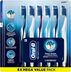 Oral-B Pro Clean CrossAction Manual Toothbrush, 6- Pack, Medium Soft Bristle Brushes for Adults, Deep Plaque Removal, Daily Gum Health and Fresh Breath, Travel Toiletries