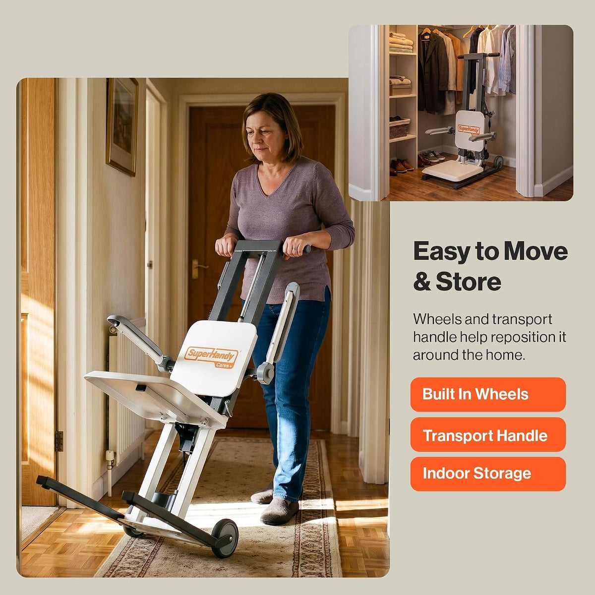 SuperHandy Electric Floor Lift, 500 Lbs Capacity, Portable Design | Portable patient lift helps raise users from floor to standing; built for rated specs and capacity; Home Care